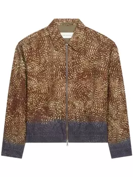DRIES VAN NOTEN бомбер с графичным принтом, коричневый