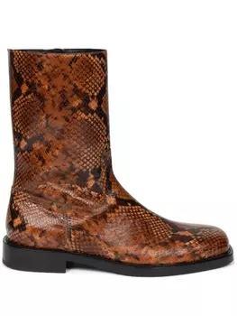DRIES VAN NOTEN ботинки со змеиным узором, коричневый