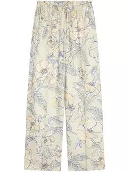DRIES VAN NOTEN брюки палаццо с цветочным принтом, синий