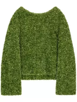 DRIES VAN NOTEN джемпер с длинными рукавами и круглым вырезом, зеленый