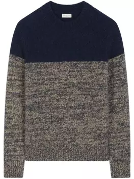DRIES VAN NOTEN джемпер в стиле колор-блок из шерсти мериноса, синий
