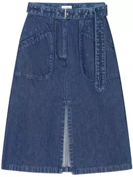 DRIES VAN NOTEN джинсовая юбка с поясом, синий