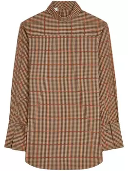 DRIES VAN NOTEN клетчатая рубашка с высоким воротником, коричневый