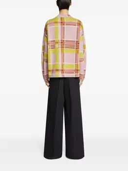DRIES VAN NOTEN клетчатый джемпер с круглым вырезом, розовый
