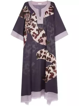 DRIES VAN NOTEN платье миди с анималистичным принтом, фиолетовый