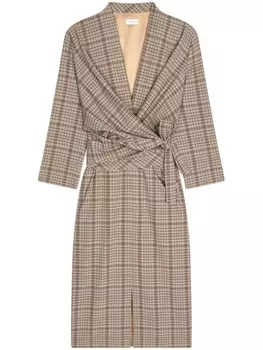 DRIES VAN NOTEN платье миди в клетку, серый