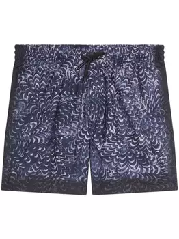 DRIES VAN NOTEN плавки-шорты с принтом, синий