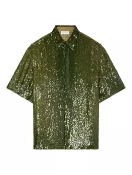 DRIES VAN NOTEN рубашка с пайетками, зеленый