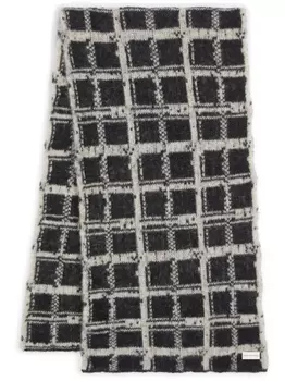 DRIES VAN NOTEN шарф из шерсти альпаки в клетку, черный