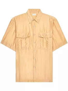 DRIES VAN NOTEN шелковая рубашка с короткими рукавами, нейтральный цвет