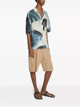 DRIES VAN NOTEN шелковая рубашка с пальмовым принтом, синий