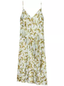 DRIES VAN NOTEN шелковое платье-комбинация, зеленый