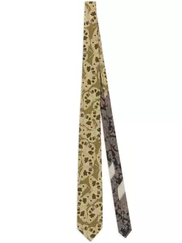 DRIES VAN NOTEN шелковый галстук с принтом Butterflies, желтый