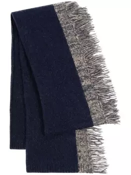 DRIES VAN NOTEN шерстяной шарф с бахромой, синий