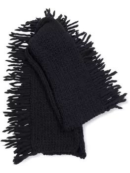 DRIES VAN NOTEN шерстяной шарф с бахромой, черный
