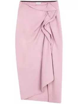 DRIES VAN NOTEN юбка миди с оборками, розовый