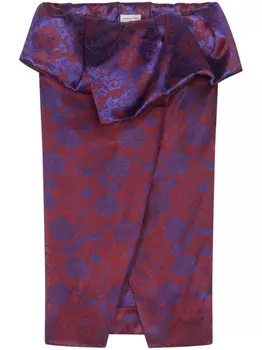 DRIES VAN NOTEN юбка с запахом и баской, красный