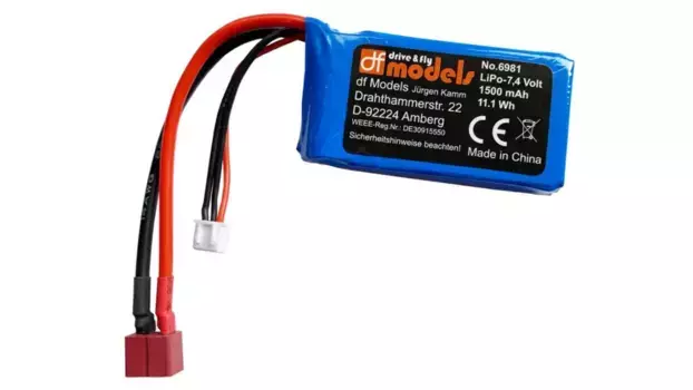 Drive & Fly аккумулятор LiPo 7,4 В 1500 мАч Т-образный разъем Df Models