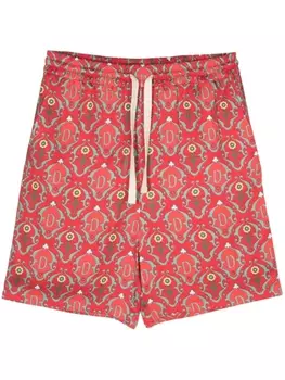 Drle De Monsieur шортый-бермуды с кулиской и графичным принтом, красный