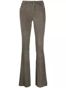 Drome расклешенные замшевые брюки, серый