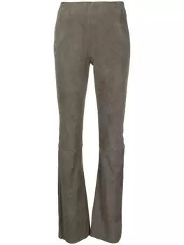 Drome расклешенные замшевые легинсы, зеленый