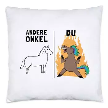 Другая подушка «Дядя ты», включая наполнитель «Лошадь-единорог» «Огонь» Спасибо Идея подарка Забавный юмор Hey!Print