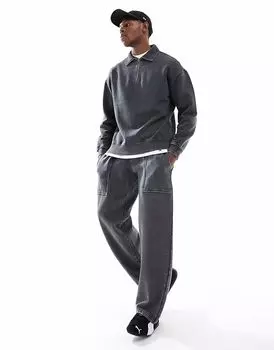 Другой Influence кислотная стирка шов детали широкие брюки джоггеры коорд в угольном цвете Another Influence