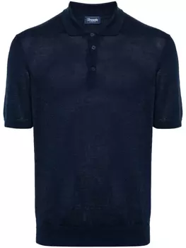 Drumohr рубашка поло из смеси хлопка и льна, синий