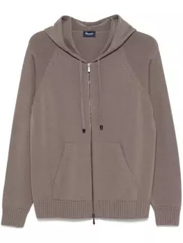 Drumohr толстовка с капюшоном из мериносовой шерсти на молнии, коричневый