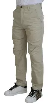 Dsqua Хлопковые повседневные мужские брюки прямого кроя DSquared, бежевый