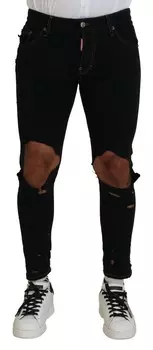 Dsqua Хлопковые повседневные синие мужские джинсы скинни Tatte DSquared, черный