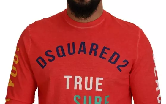 Dsqua Мужская футболка с цветным принтом и длинными рукавами DSquared, оранжевый