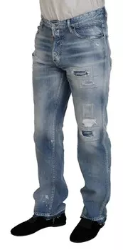 Dsqua Мужские повседневные потертые джинсы прямого кроя DSquared, синий