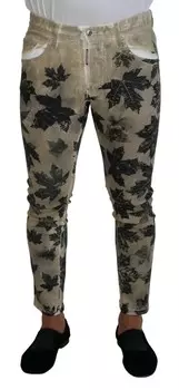 Dsqua Мужские повседневные узкие хлопковые джинсы с принтом синего цвета DSquared, коричневый