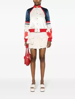 Dsquared2 атласный бомбер в стиле колор-блок, нейтральный цвет