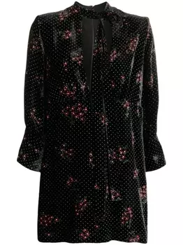 Dsquared2 бархатное платье мини с цветочным узором, черный