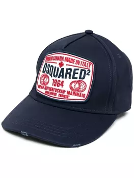 Dsquared2 бейсболка с нашивкой-логотипом и эффектом потертости, синий
