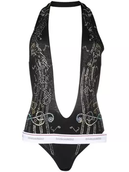 Dsquared2 боди с кристаллами, черный