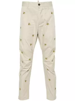 Dsquared2 брюки чинос Embroidered Fruits, нейтральный цвет