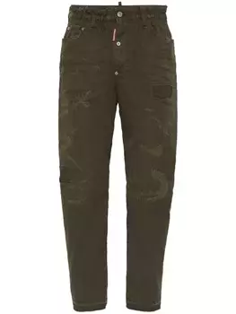 DSQUARED2 брюки с эффектом потертости, зеленый