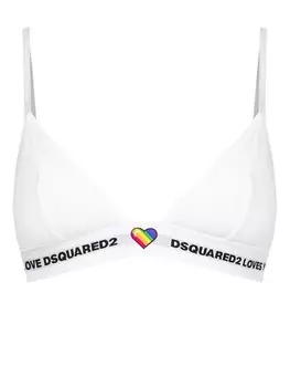Dsquared2 бюстгальтер с аппликацией в виде сердца и логотипом под бретелями, белый
