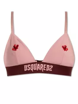 Dsquared2 бюстгальтер с вышитым логотипом и поясом, розовый