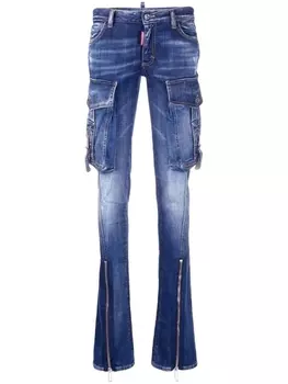 Dsquared2 cargo flared jeans, синий