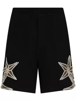 Dsquared2 crystal-embellished cotton shorts, черный