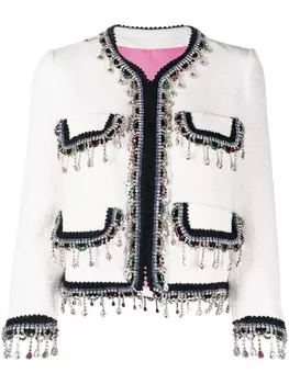 Dsquared2 crystal-embellished cropped jacket, белый