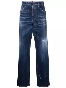 Dsquared2 декорированные джинсы прямого кроя, синий