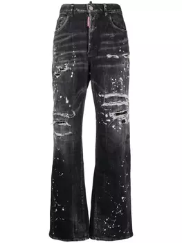 Dsquared2 distressed bootcut jeans, черный