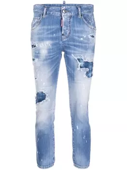 Dsquared2 distressed cropped jeans, синий
