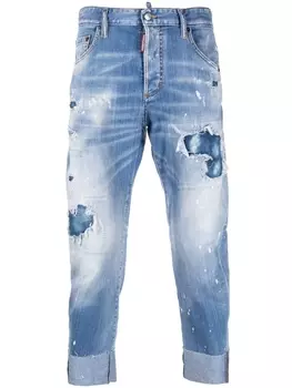 Dsquared2 distressed cropped jeans, синий