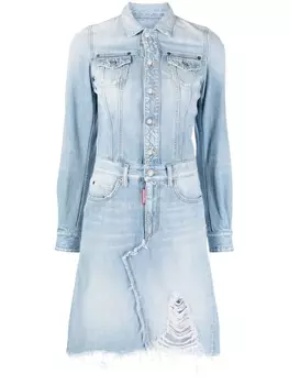 Dsquared2 distressed denim dress, синий